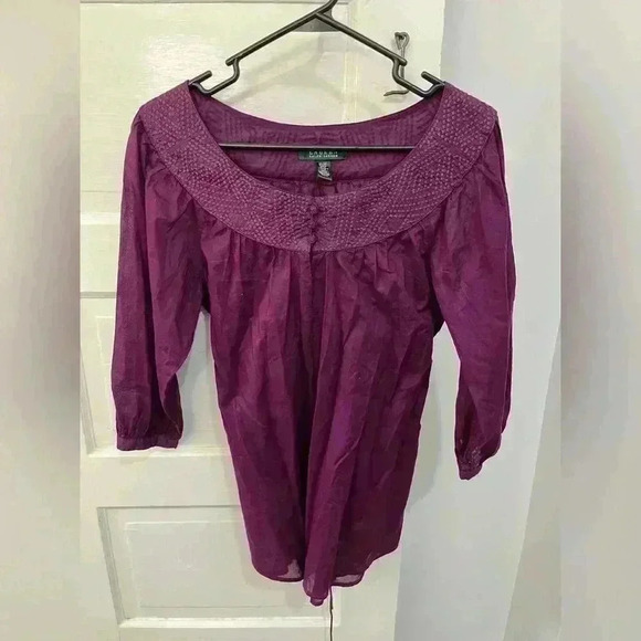 Polo, Ralph Lauren, purple vintage blouse with tie in the back - Picture 1 of 4